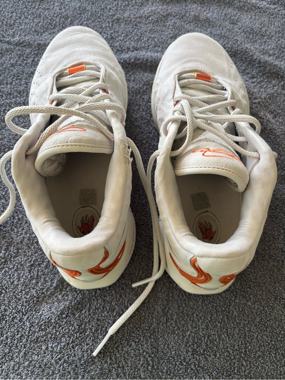 Nike White and Orange Men's Athletic Shoes